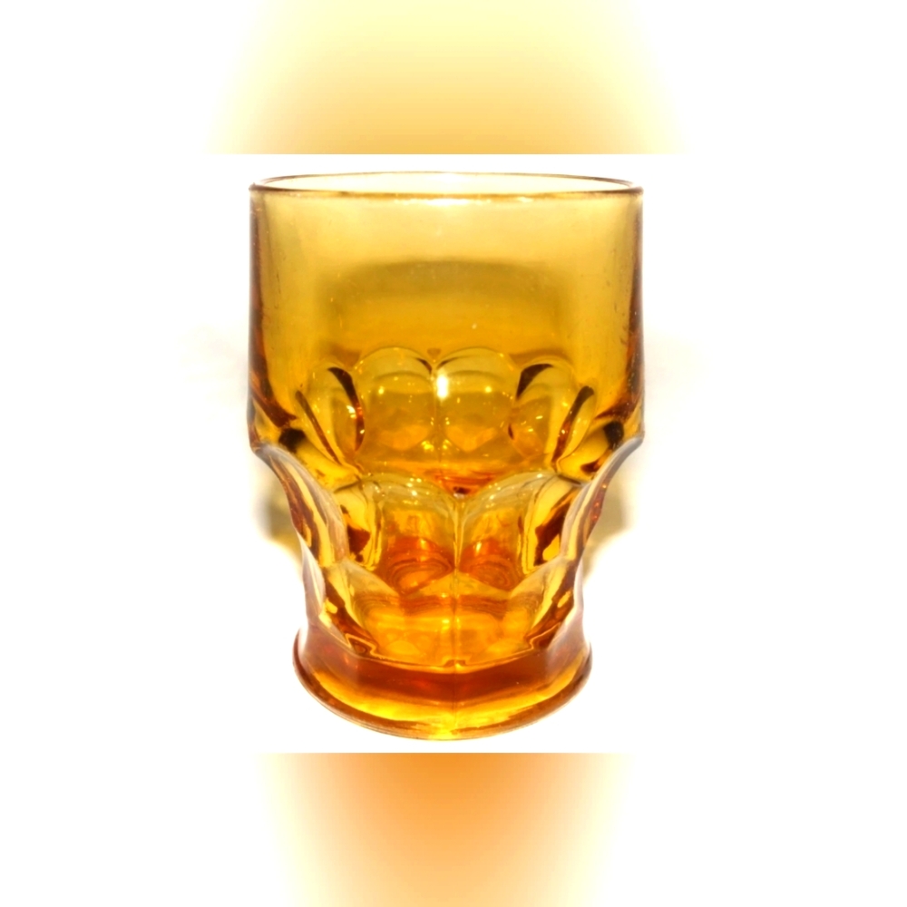 Vintage Anchor Hocking Amber Glass Tumbler Honeycomb Georgian 8 oz